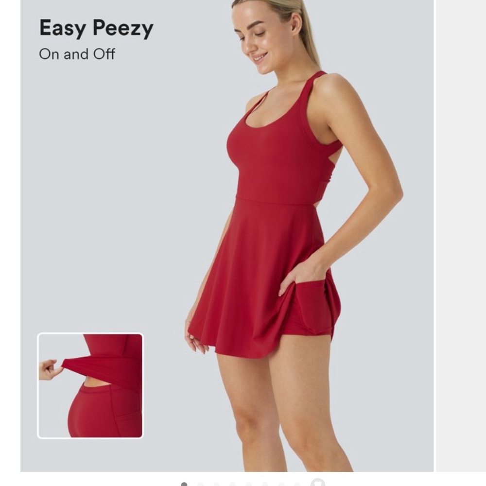 New Halara Backless Twisted Active Dress-Easy Peezy Edition Size Large Salsa Red